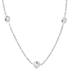 2 Ct Floating Diamond Station Necklace 14K White Gold Lab Grown Diamond
