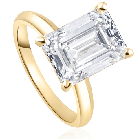 Certified 4Ct H/VS1 Emerald Cut Solitaire Diamond Engagement Ring Lab Grown Gold