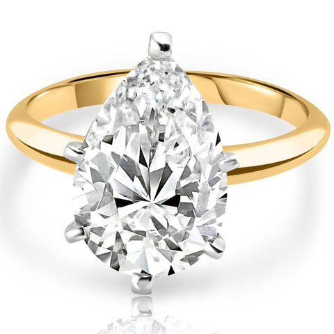 4.23Ct 14k Two Tone Certified Lab Grown Pear Diamond Engagement Ring (H/SI1)