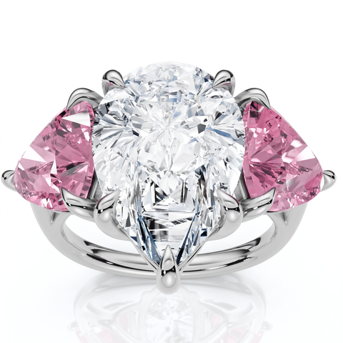 Certified 15.40Ct Pear Pink Topaz Diamond Engagement Ring White Gold Lab Grown