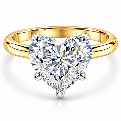 3Ct 14k Gold Certified Lab Grown Heart Cut Diamond Engagement Ring