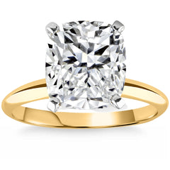 4 Ct 14k Two Tone Certified Lab Grown Cushion Diamond Engagement Ring (G-H, SI)