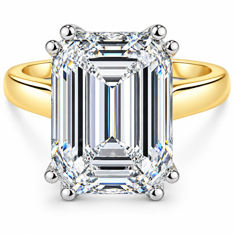Certified 10.05CT Emerald Cut Solitaire Diamond Engagement Ring 14k Gold Lab Grown