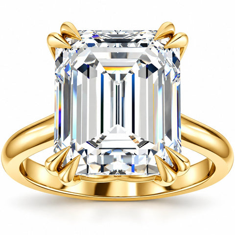 Certified 5 Ct H/VS2 Emerald Cut Diamond Engagement Ring Lab Grown 14k Gold