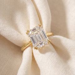 Certified 5 Ct H/VS2 Emerald Cut Diamond Engagement Ring Lab Grown 14k Gold