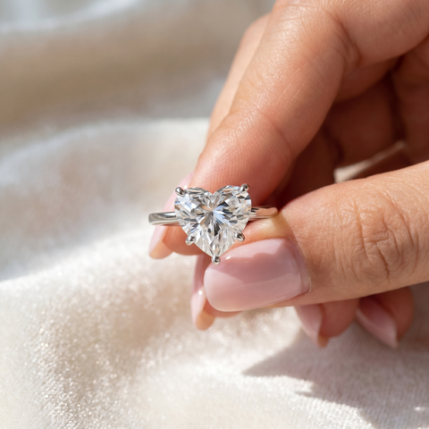 Certified 5Ct Heart Shape Solitaire Diamond Engagement Ring White Gold Lab Grown