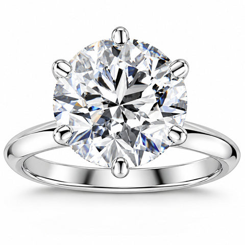 Certified 6 Ct Solitaire Diamond Engagement Ring Platinum Lab Grown (G-H, VS)
