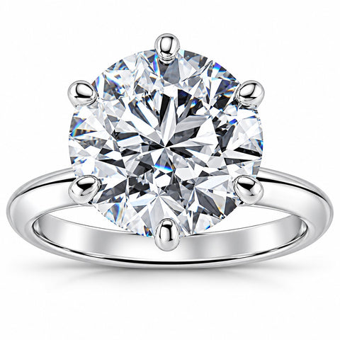 Certified 7Ct Solitaire Diamond Engagement Ring 14k White Gold Lab Grown Size: 6.5