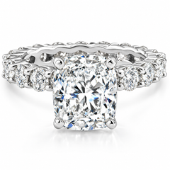 Certified 7.90Ct E/VS Cushion Diamond Engagement Eternity Ring Gold Lab Grown