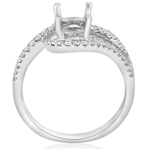 F VS Diamond Engagement Ring Setting 18k Gold Multi Row Semi Mount Fits 6-7mm