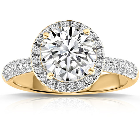 Certified 2.58Ct I/VVS2 Diamond Engagement Ring Pave Yellow Gold Lab Grown