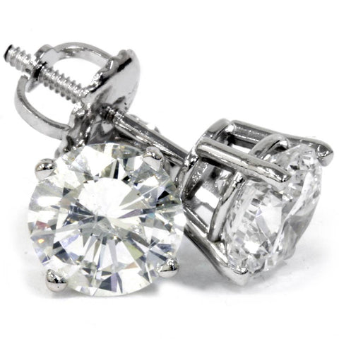 Platinum 2 Ct T.W. Certified Natural Diamond Studs Screw Backs Women's Earrings