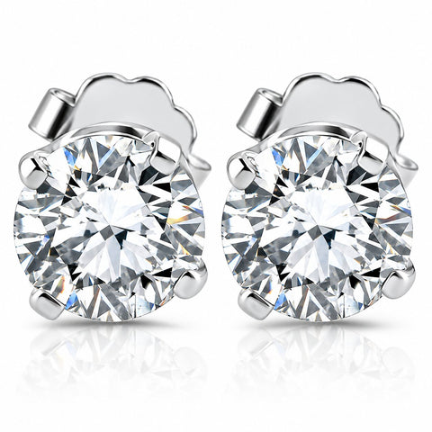 1.10ct Round Cut Diamond Studs 14k White Gold Clarity Enhanced