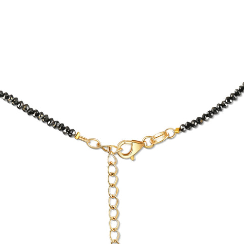 15Ct TW Black Diamond Necklace 16" With 2" Extended 18k Yellow Gold