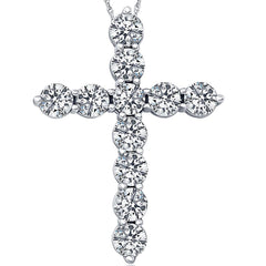 VS 3 Carat (ctw) Diamond Cross Pendant 14k White Gold Necklace Lab Grown