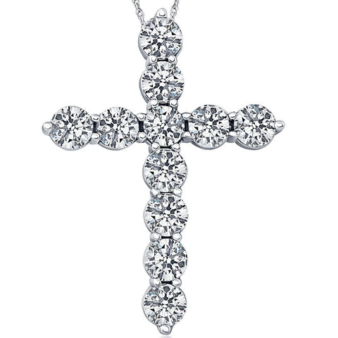 3 Carat (ctw) Diamond Cross Pendant 14k White Gold Necklace 1 1/4" (H-I, I1)