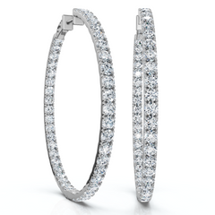 Large 8 Ct TW G/VS 2" Diamond Inside Outside Hoops 14k White Gold Lab Grown
