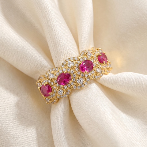 1.43Ct Ruby & Diamond Ring 10k Yellow Gold Lab Grown