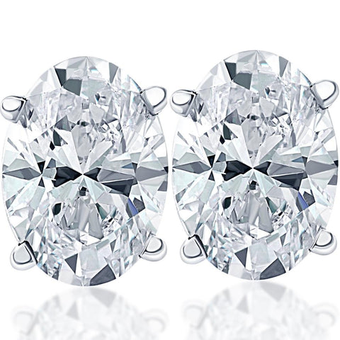 VS 2.37 Ct Lab Grown Oval Shape Diamond Studs 14k White Gold Women's Earrings