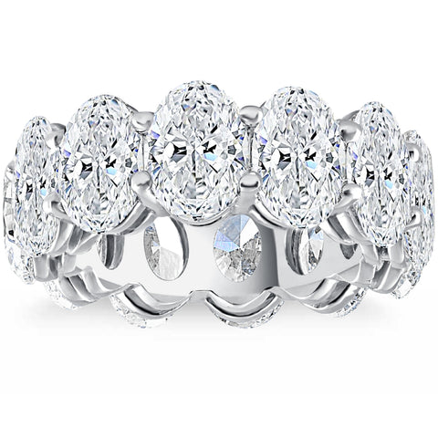 F/VS 12.50Ct Oval Diamond Eternity Wedding Anniversary Ring 14k Gold Lab Grown