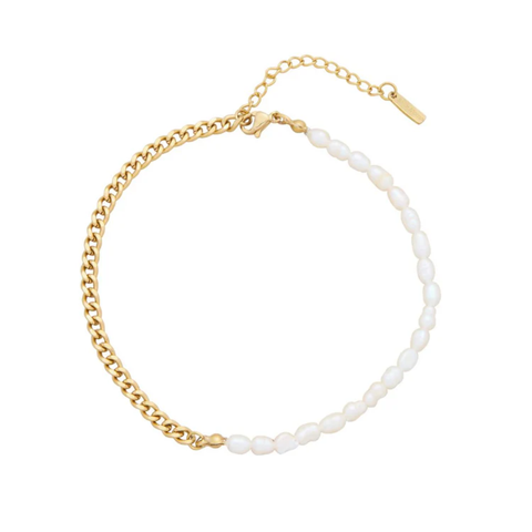 Eden 5mm Freshwater Pearl Anklet 18k Gold Plated 9" with 1.5" Extender