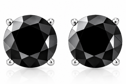 1 Ct TW Black Diamond Studs Earrings in 14k White Gold