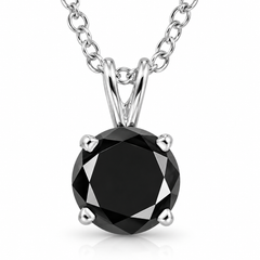 1 1/4 Ct Black Diamond Solitaire Pendant Necklace In 14k White Gold