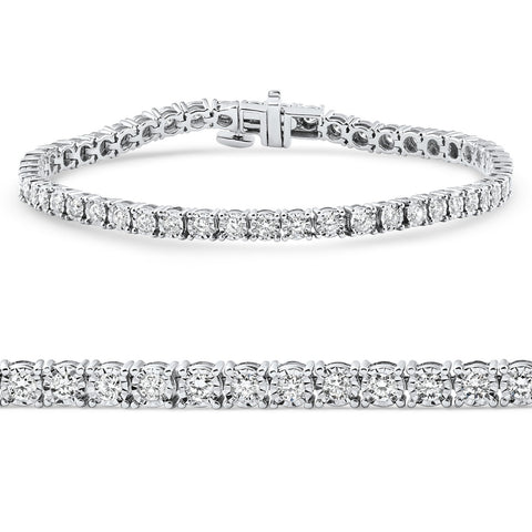 2Ct Diamond Tennis Bracelet 7" Double Lock Clasp Lab Grown 925 Silver