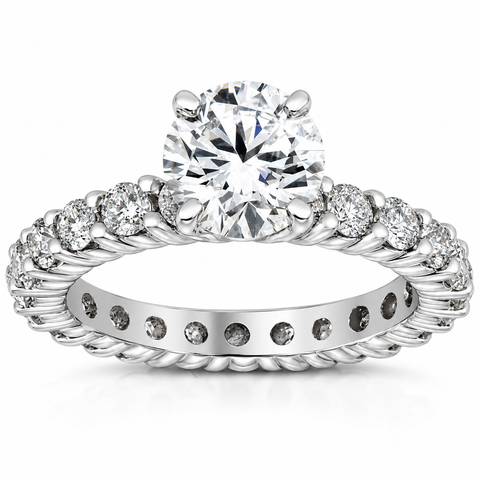 2 cttw Diamond Eternity Engagement Ring Solitaire 14k White Gold Lab Grown