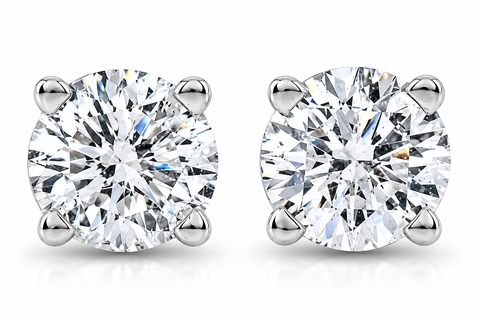G/VS .33 Ct Screw Back Round Diamond Studs 14k White Gold Earrings Lab Grown