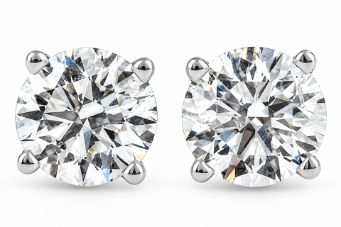 1 1/2 Ct TW Round Cut Real Diamond Earrings in 14K White or Yellow Gold