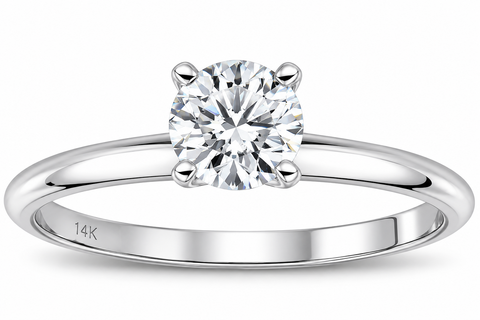 0.35Ct Round Diamond Engagement Solitaire Ring 14K White Gold