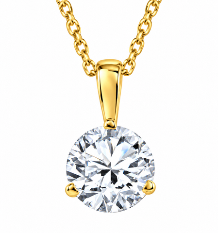 1/2Ct Solitaire Diamond 3Prong Martini Pendant 14k Gold Necklace Lab Grown