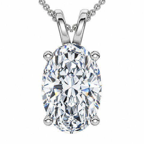 .25 - 7 Ct Oval Solitaire Diamond Pendant 14k Gold 18" Necklace Lab Grown
