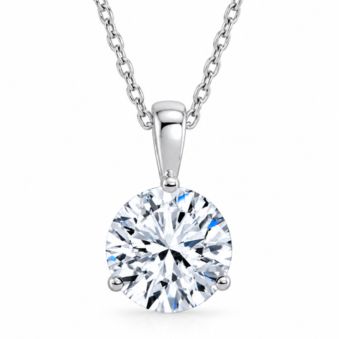 1Ct  Solitaire Round Cut Diamond Pendant 3-Prong Necklace Lab Grown