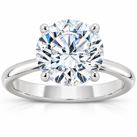 VVS 4ct Solitaire Moissanite Engagement Ring Round Brilliant 14k White Gold 10MM