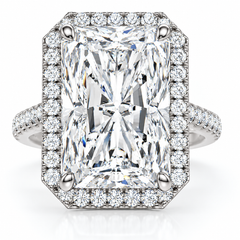 Certified 6 1/2Ct Radiant Cut Diamond Halo Engagement Ring 14k Gold or Platinum