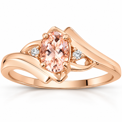 1/2ct Morganite & Diamond Ring 14K Rose Gold