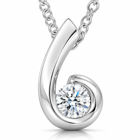 1/4CT Diamond Round Solitaire Pendant & Necklace 14k White Gold