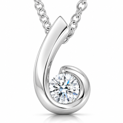1/4CT Diamond Round Solitaire Pendant & Necklace 14k White Gold