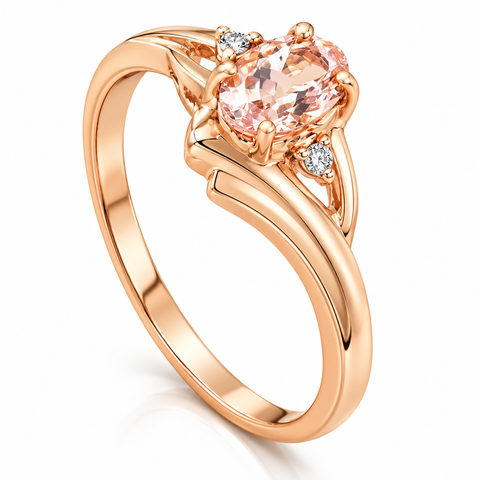 1/2ct Morganite & Diamond Ring 14K Rose Gold