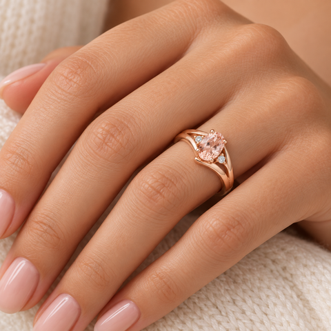 1/2ct Morganite & Diamond Ring 14K Rose Gold