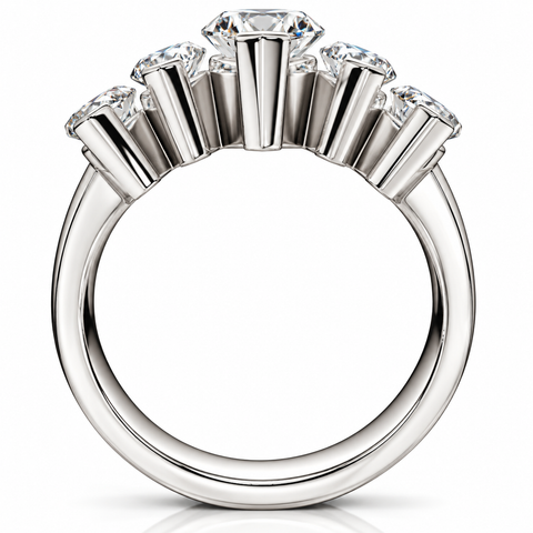 1 1/2ct Marquise Diamond Wedding Ring 14K White Gold Five Stone Anniversary Band