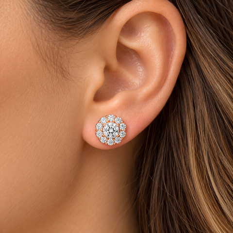 3/8ct Halo Diamond Earring Jackets 14K Rose Gold (4mm)