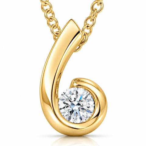 1/4ct Solitaire Real Round Diamond Pendant 10K Yellow Gold Womens Necklace