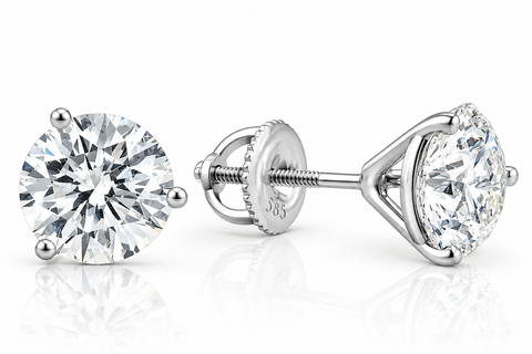 Certified 4 1/2 Ct Lab Grown Diamond Martini Screw Back Studs 14k White Gold