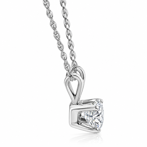 VVS .50Ct Diamond Solitaire Pendant Necklace 14k White Or Yellow Gold Lab Grown