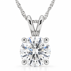 1 - 5 Ct Round Diamond 4-Prong Pendant 14k Gold Necklace Lab Grown