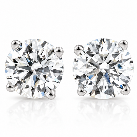 Certified 4 Ct TW Round Lab Grown Ideal Cut Screw Back Studs 14k White Gold