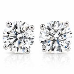 Certified 4 Ct TW Round Lab Grown Ideal Cut Screw Back Studs 14k White Gold